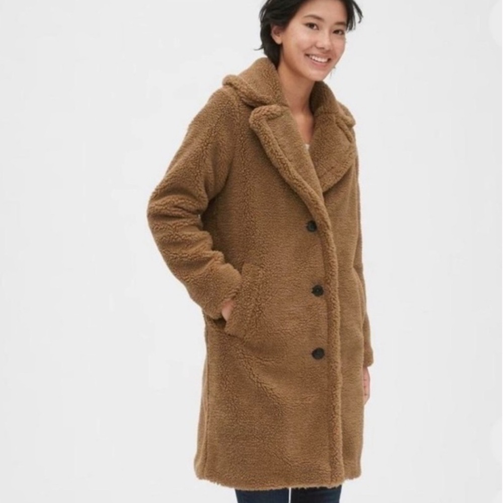 Gap Women’s Petite Cozy Brown Teddy Coat